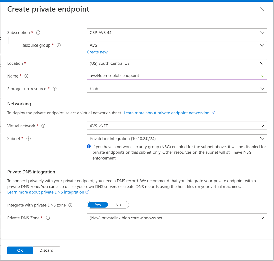 create private endpoint